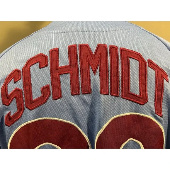 Majestic Philadelphia Phillies Mike Schmidt Cooperstown Collection Jersey Sz L - Picture 4 of 11